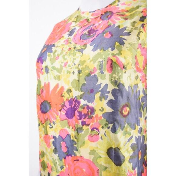 Vintage 70s Womens Shift Dress Sz S Small Multi-Color Floral Mod Pink Purple - Picture 4 of 7
